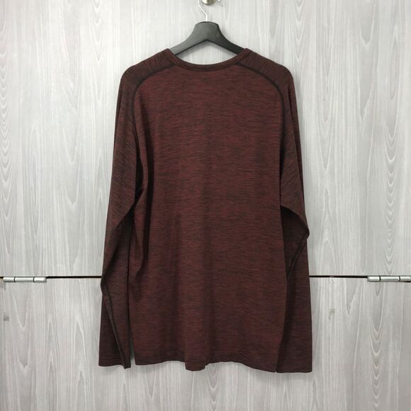 Lululemon Men's XXL Henley Metal Vent Tech Burgundy Long Sleeve Top Preppy Gym - Picture 3 of 8